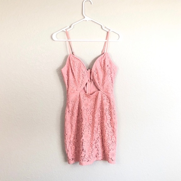By The Way Revolve Bria Pink Lace Cut Out Dress - Picture 2 of 5